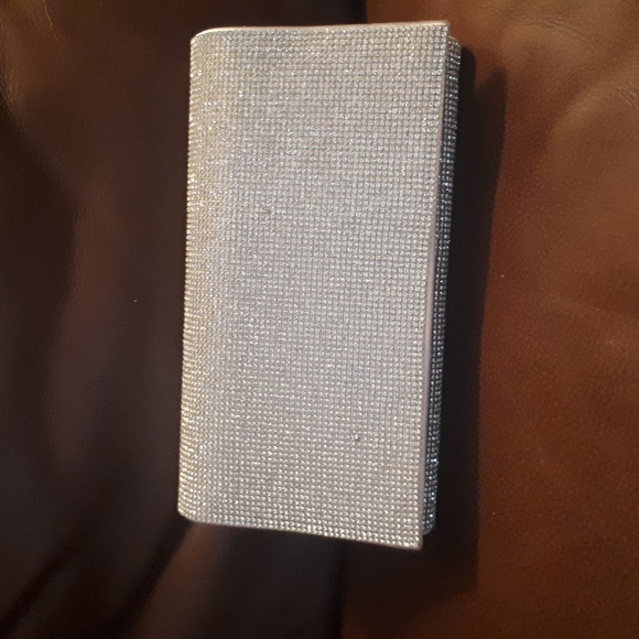 "Aldo" brand silver rhinestone covered purse with detachable chain strap - Picture 5 of 9